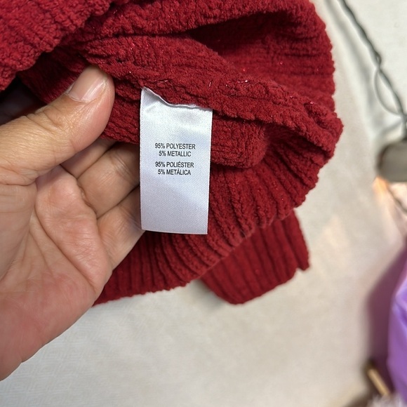 Weatherproof Vintage Red cowl neck sweater fabric shimmer. Perfect condition - Picture 6 of 8